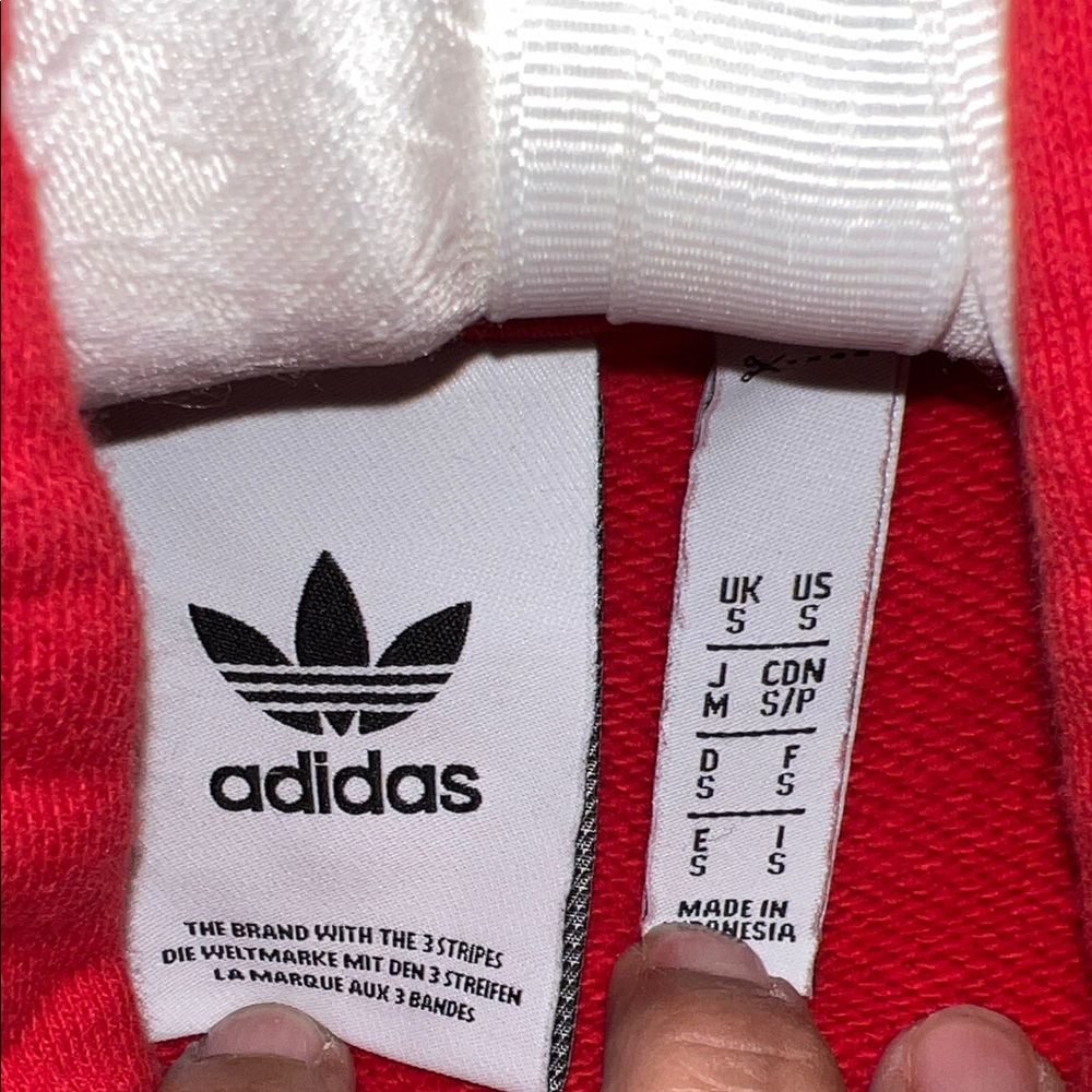 Adidas Bold Red and White Hoodie man/women oversized S - Picture 2 of 4